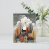 可愛不気味い幽霊タウン水の色ハロウィーン ポストカード (スタンド正面)