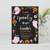 可愛不気味い幽霊ハロウィーン誕生日パーティー 招待状 (スタンド正面)