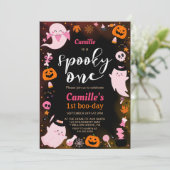 可愛不気味い幽霊ハロウィーン誕生日パーティー 招待状 (スタンド正面)