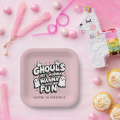 可愛不気味い幽霊ハロウィーン誕生日ピンク ペーパープレート (パーティー)