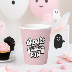 可愛不気味い幽霊ハロウィーン誕生日ピンク 紙コップ