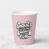 可愛不気味い幽霊ハロウィーン誕生日ピンク 紙コップ (正面)