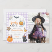 可愛不気味い幽霊ハロウィーン1回目の誕生日の写真 招待状 (正面)