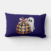 可愛不気味い幽霊ピークハロウィーンTシャツ、チェクレア ランバークッション (裏面)