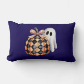 可愛不気味い幽霊ピークハロウィーンTシャツ、チェクレア ランバークッション (正面)