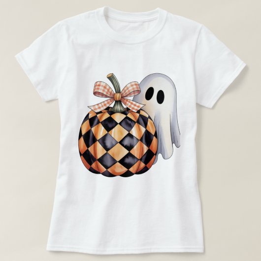 可愛不気味い幽霊ピークハロウィーンTシャツ、チェクレア Tシャツ (デザイン正面)