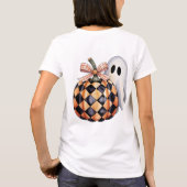 可愛不気味い幽霊ピークハロウィーンTシャツ、チェクレア Tシャツ (裏面)