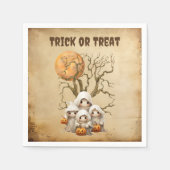 可愛不気味い幽霊ファミリートリックまたはトリート スタンダードカクテルナプキン (正面)