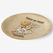 可愛不気味い幽霊ファミリートリックまたはトリート ペーパープレート (アングル)