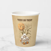 可愛不気味い幽霊ファミリートリックまたはトリート 紙コップ (正面)