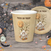 可愛不気味い幽霊ファミリートリックまたはトリート