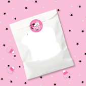 可愛不気味い幽霊黒猫ピンクハロウィンステッカー ラウンドシール