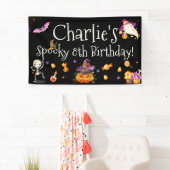 可愛不気味い水彩少女/少年ハロウィーンB-day 横断幕 (インサイチュ)