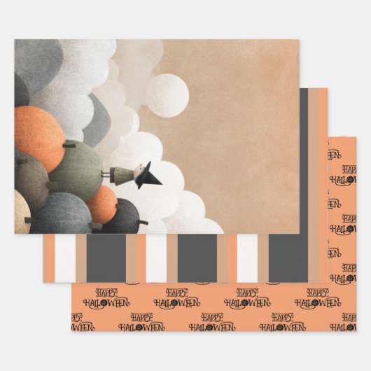 可愛不気味い水彩画ハロウィーン ラッピングペーパーシート (セット)