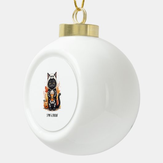 可愛不気味い猫ハロウィン セラミックボールオーナメント (右)