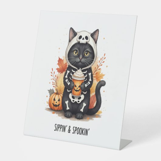 可愛不気味い猫ハロウィン 台座サイン (正面)