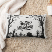 可愛不気味い白黒ハロウィーン ランバークッション (ブランケット)