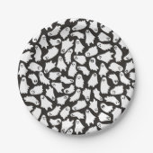 可愛不気味い白黒幽霊パターン ペーパープレート (正面)