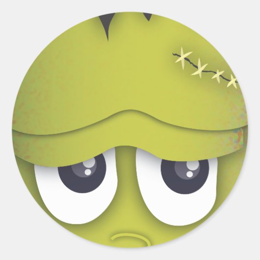 可愛不気味い緑のモンスターヘッドハロウィンステッカー ラウンドシール (正面)