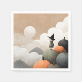 可愛不気味い魔女の水彩画ハロウィーン スタンダードカクテルナプキン