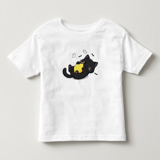 可愛不気味い黒猫とレモン トドラーTシャツ (正面)