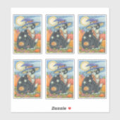 可愛不気味い黒猫ウィッチハロウィーン魔法子猫 シール (シート)