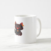 可愛不気味い黒猫クラシック鈴Tシャツ コーヒーマグカップ (正面右)