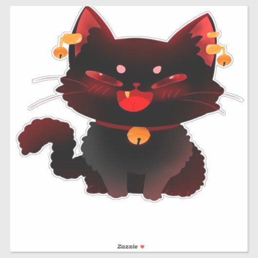 可愛不気味い黒猫クラシック鈴Tシャツ シール (シート)