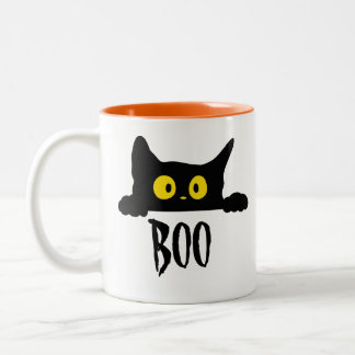 可愛不気味い黒猫ブハロウィーンコーヒーマグ ツートーンマグカップ