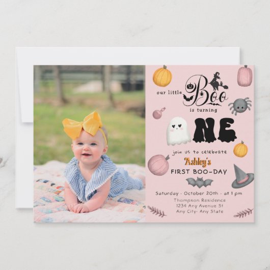 可愛不気味い |ブー |誕生日 招待状 (正面)