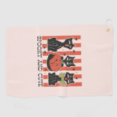 可愛不気味い – 黒猫とカボチャ ゴルフタオル (横)