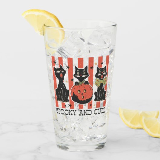 可愛不気味い – 黒猫とカボチャ タンブラーグラス (アイス正面)