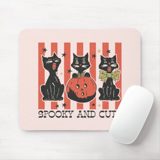 可愛不気味い – 黒猫とカボチャ マウスパッド (マウス)
