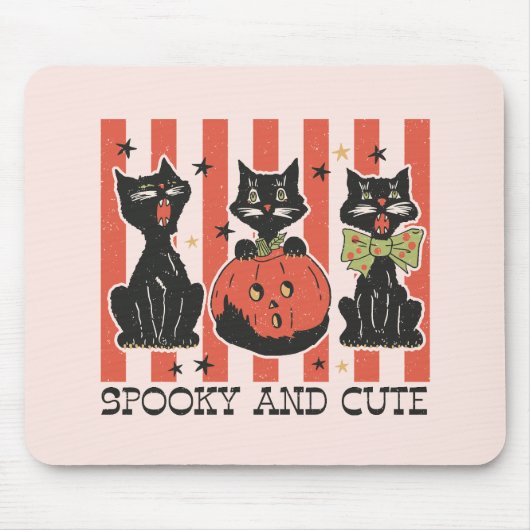 可愛不気味い – 黒猫とカボチャ マウスパッド (正面)