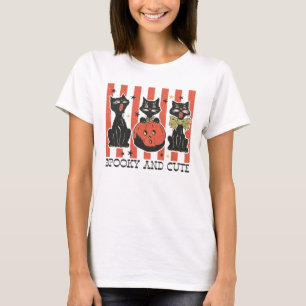 可愛不気味い – 黒猫とカボチャ Tシャツ