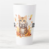 可愛与えいベンガル猫と秋で決して一緒に カフェラテマグ (正面)