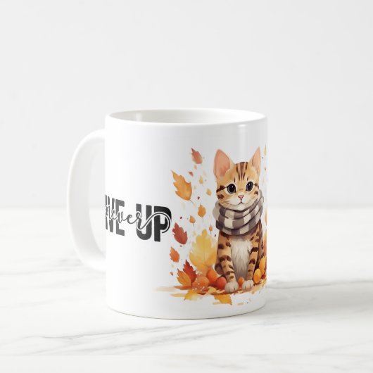 可愛与えいベンガル猫と秋で決して一緒に コーヒーマグカップ (正面左)