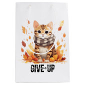 可愛与えいベンガル猫と秋で決して一緒に ミディアムペーパーバッグ (正面)