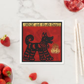 可愛中国のいドッグイヤー〔占星術の〕十二宮図誕生日紙ナプキン スタンダードカクテルナプキン (インサイチュ)