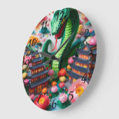 可愛中国のい新年の蛇折り紙WC5 ラージ壁時計 (傾斜)