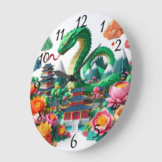 可愛中国のい新年の蛇折り紙WC6 ラージ壁時計 (傾斜)
