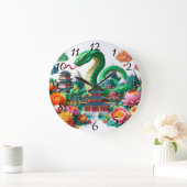 可愛中国のい新年の蛇折り紙WC6 ラージ壁時計 (ホーム)