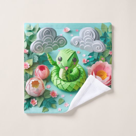 可愛中国のい新年スネーク2025 WC2 ウォッシュタオル (ウォッシュタオル)