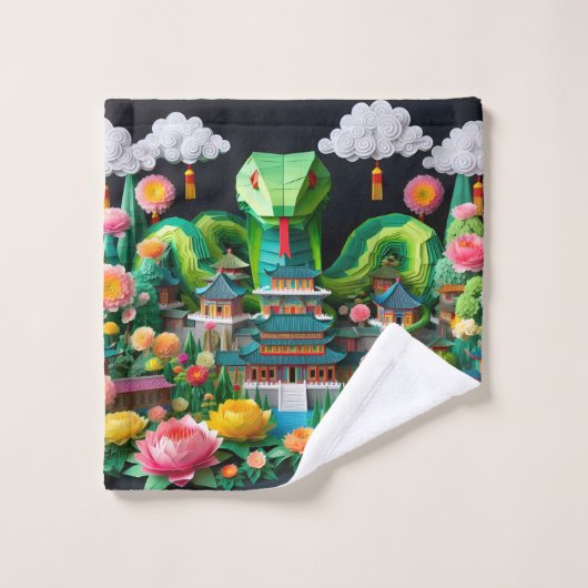 可愛中国のい新年スネーク2025 WC8 ウォッシュタオル (ウォッシュタオル)