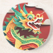 可愛中国のい新年ドラゴン〔占星術の〕十二宮図誕生日RSC1 コースター (正面)