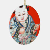 可愛中国のい笑い幸運の仏像を赤で セラミックオーナメント (右)