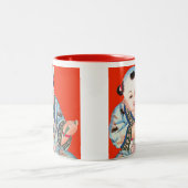 可愛中国のい笑い幸運の仏像を赤で ツートーンマグカップ (中央)