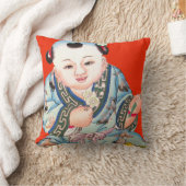 可愛中国のい赤笑仏アジア美術 クッション (ブランケット)