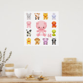 可愛中国のい〔占星術の〕十二宮図の年 ポスター (キッチン)