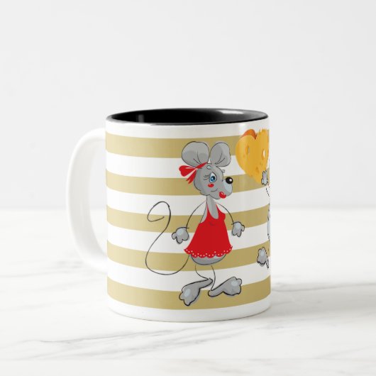 可愛予測できないお洒落マウスストライプズ ツートーンマグカップ (正面左)